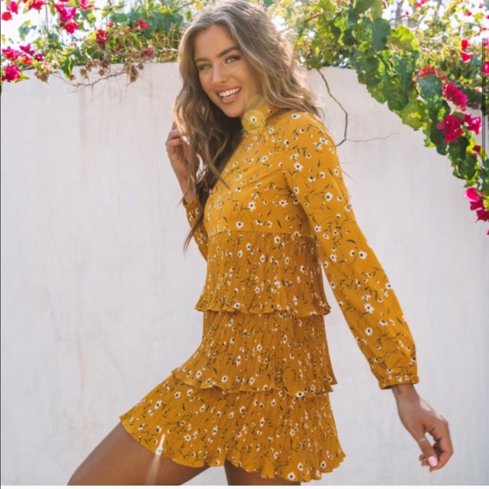 Vici Tiered Yellow Dress